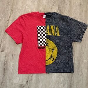 MTV Red and Black Split Graphic Tee